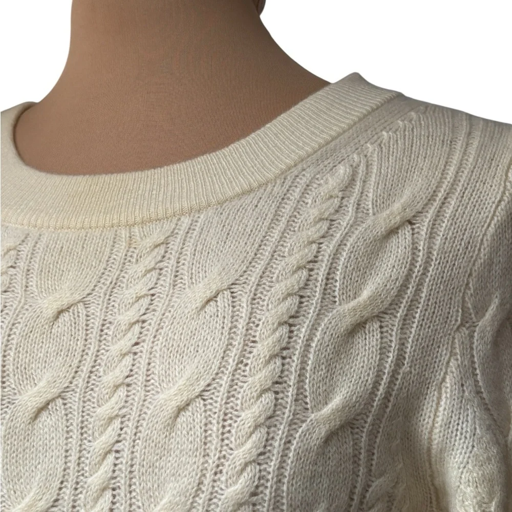 J. Crew Cream Cable Knit Crewneck Sweater